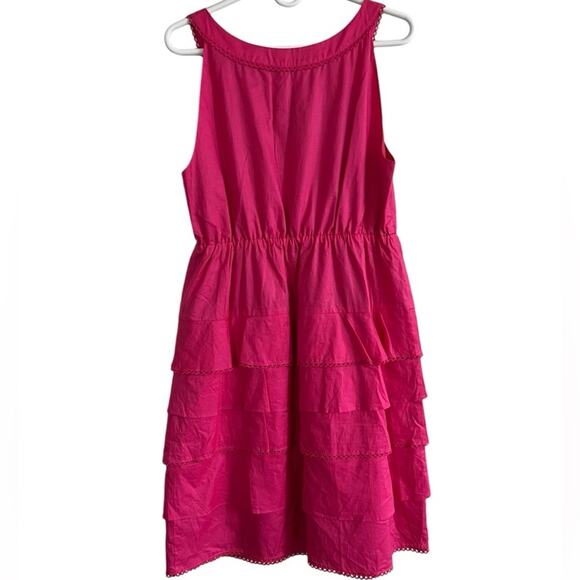 Madison Women 12 Pink 100% Cotton Lined Ruffle Crochet Preppy Classic Spring - Picture 2 of 9